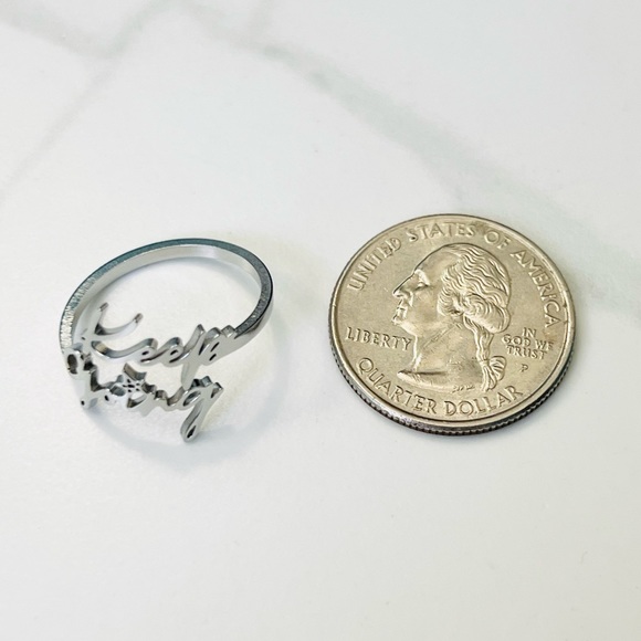 Silver “Keep Going” Inspiring Message Ring Size 8 - Picture 6 of 8